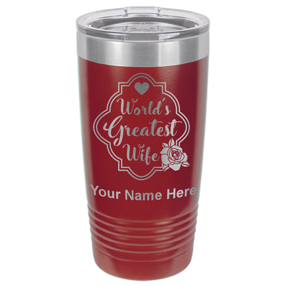 20oz Vacuum Insulated Tumbler Mug, World's Greatest Wife, Personalized Engraving Included