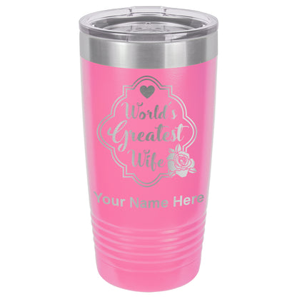 20oz Vacuum Insulated Tumbler Mug, World's Greatest Wife, Personalized Engraving Included