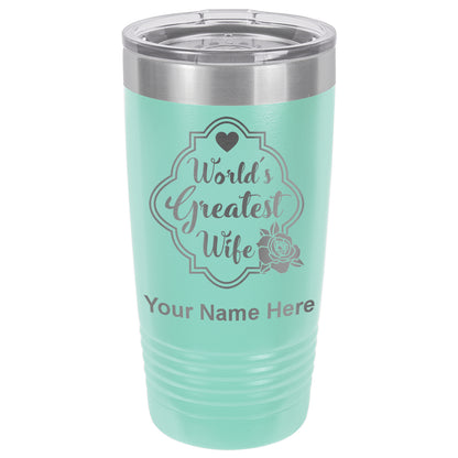 20oz Vacuum Insulated Tumbler Mug, World's Greatest Wife, Personalized Engraving Included