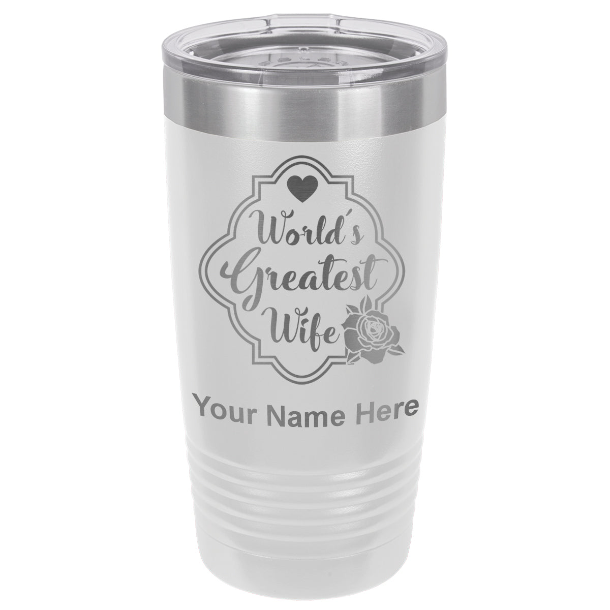 20oz Vacuum Insulated Tumbler Mug, World's Greatest Wife, Personalized Engraving Included