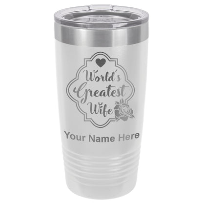 20oz Vacuum Insulated Tumbler Mug, World's Greatest Wife, Personalized Engraving Included