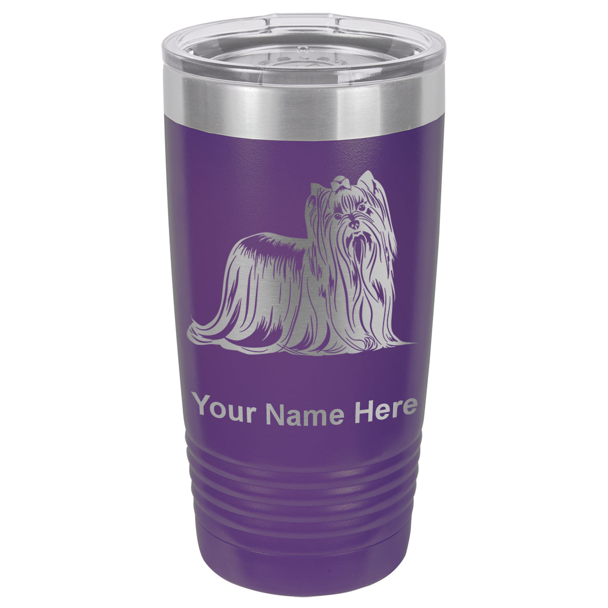 20oz Vacuum Insulated Tumbler Mug, Yorkshire Terrier Dog, Personalized Engraving Included