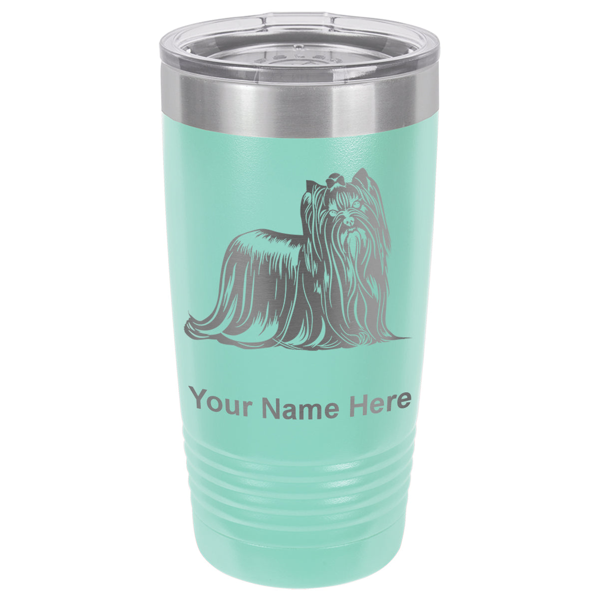20oz Vacuum Insulated Tumbler Mug, Yorkshire Terrier Dog, Personalized Engraving Included