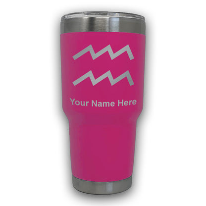 LaserGram 30oz Tumbler Mug, Zodiac Sign Aquarius, Personalized Engraving Included