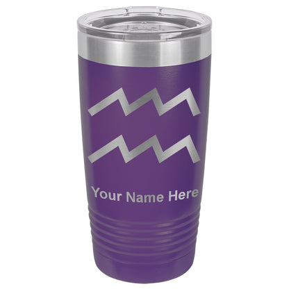 20oz Vacuum Insulated Tumbler Mug, Zodiac Sign Aquarius, Personalized Engraving Included