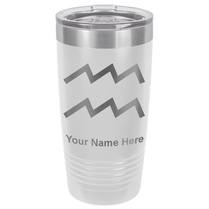 20oz Vacuum Insulated Tumbler Mug, Zodiac Sign Aquarius, Personalized Engraving Included