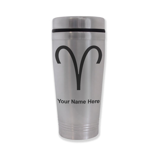 Commuter Travel Mug, Zodiac Sign Aries, Personalized Engraving Included