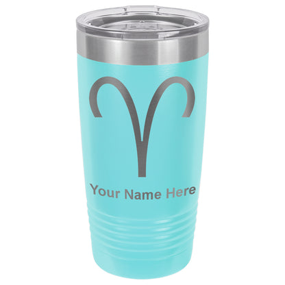 20oz Vacuum Insulated Tumbler Mug, Zodiac Sign Aries, Personalized Engraving Included
