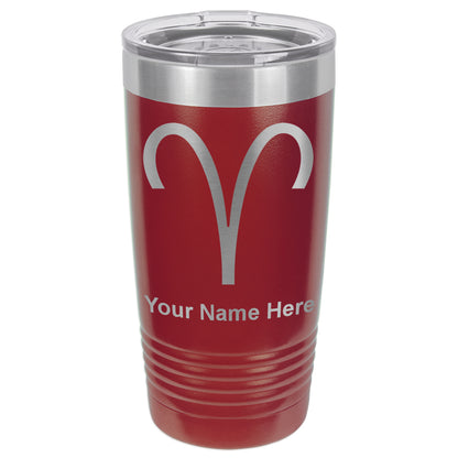 20oz Vacuum Insulated Tumbler Mug, Zodiac Sign Aries, Personalized Engraving Included