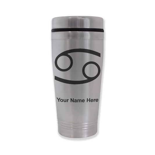 Commuter Travel Mug, Zodiac Sign Cancer, Personalized Engraving Included