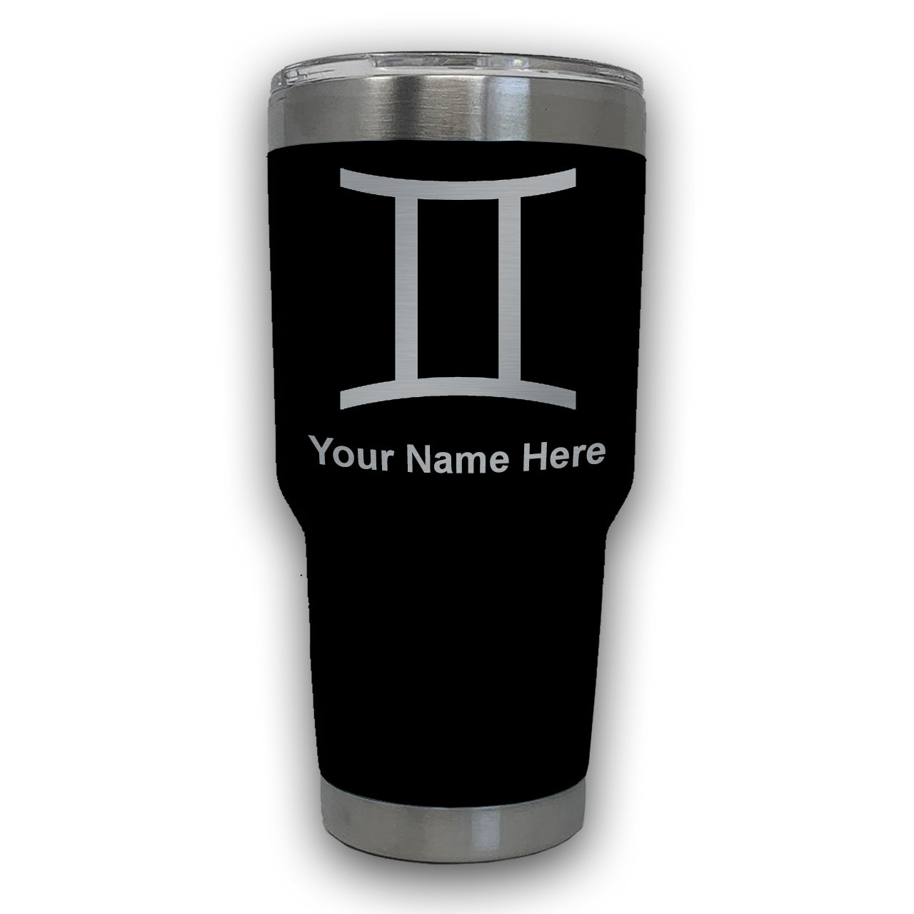 LaserGram 30oz Tumbler Mug, Zodiac Sign Gemini, Personalized Engraving Included
