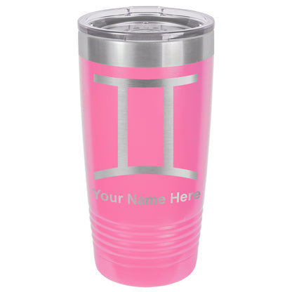 20oz Vacuum Insulated Tumbler Mug, Zodiac Sign Gemini, Personalized Engraving Included