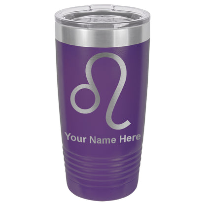 20oz Vacuum Insulated Tumbler Mug, Zodiac Sign Leo, Personalized Engraving Included