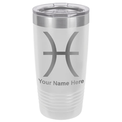 20oz Vacuum Insulated Tumbler Mug, Zodiac Sign Pisces, Personalized Engraving Included