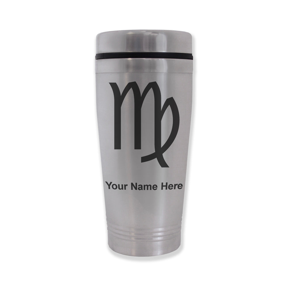 Commuter Travel Mug, Zodiac Sign Virgo, Personalized Engraving Included