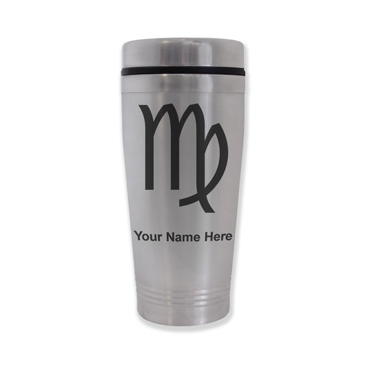 Commuter Travel Mug, Zodiac Sign Virgo, Personalized Engraving Included