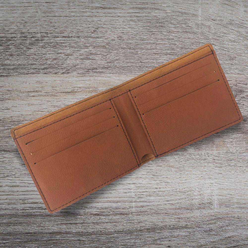 Faux Leather Bi-Fold Wallet, Tyrannosaurus Rex Dinosaur, Personalized Engraving Included