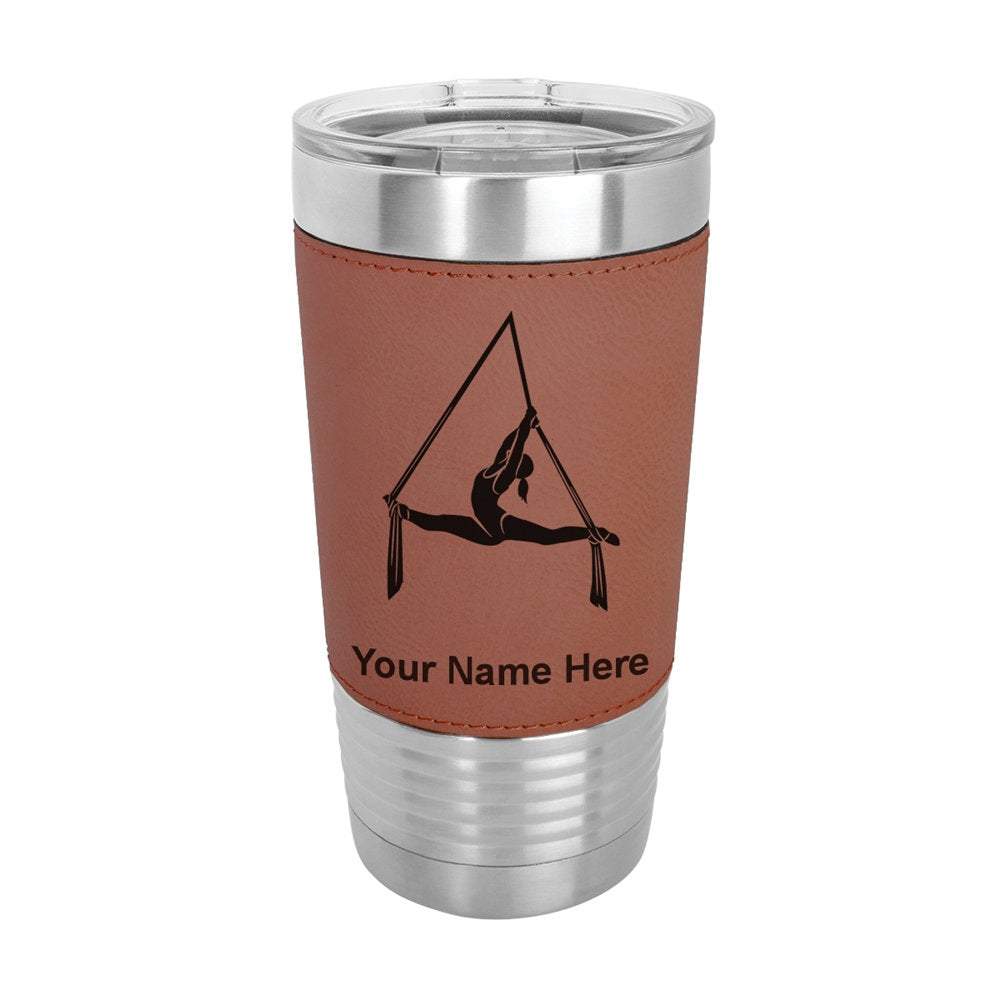 20oz Faux Leather Tumbler Mug, Aerial Silks, Personalized Engraving Included - LaserGram Custom Engraved Gifts