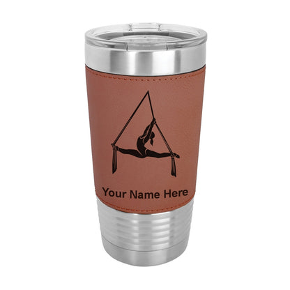 20oz Faux Leather Tumbler Mug, Aerial Silks, Personalized Engraving Included - LaserGram Custom Engraved Gifts
