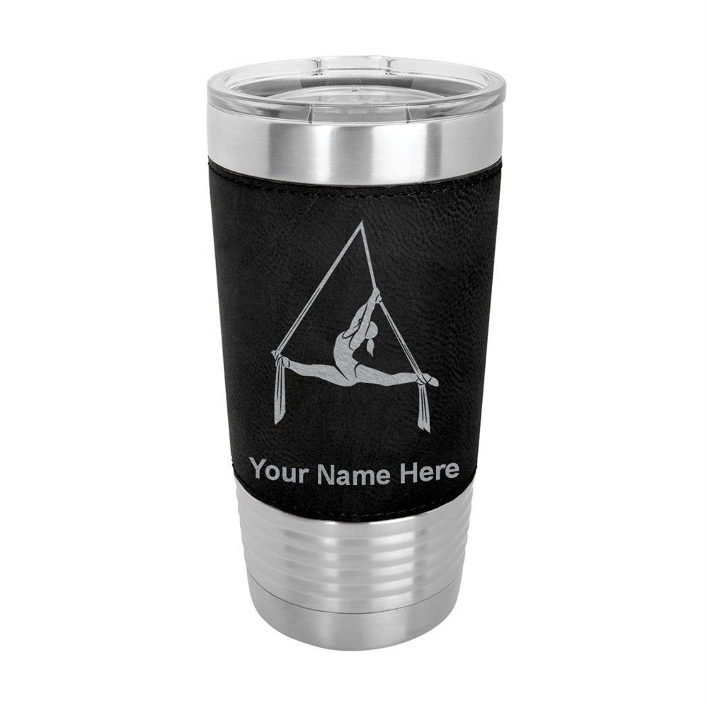 20oz Faux Leather Tumbler Mug, Aerial Silks, Personalized Engraving Included - LaserGram Custom Engraved Gifts