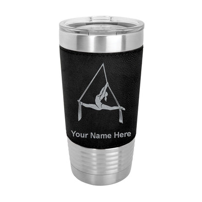 20oz Faux Leather Tumbler Mug, Aerial Silks, Personalized Engraving Included - LaserGram Custom Engraved Gifts