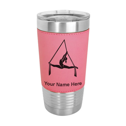 20oz Faux Leather Tumbler Mug, Aerial Silks, Personalized Engraving Included - LaserGram Custom Engraved Gifts