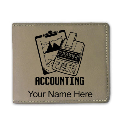 Faux Leather Bi-Fold Wallet, Accounting, Personalized Engraving Included - LaserGram Custom Engraved Gifts