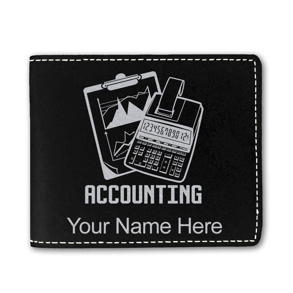 Faux Leather Bi-Fold Wallet, Accounting, Personalized Engraving Included - LaserGram Custom Engraved Gifts